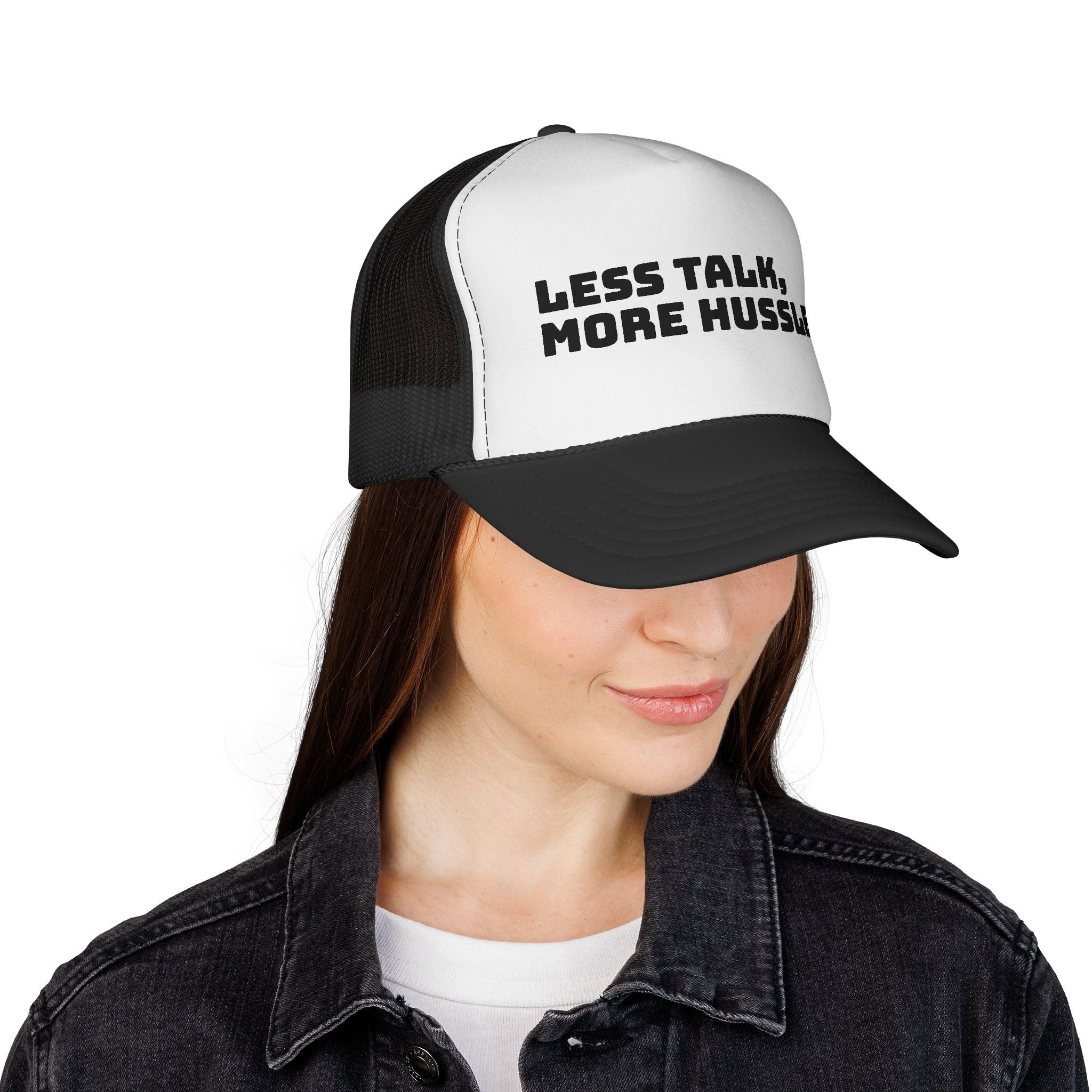 Less Talk More Hussle trucker cap | motivational slogan hat